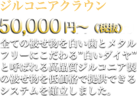 ジルコニアクラウン 100,000円～（税抜）全ての被せ物を白い歯とメタルフリーにこだわる”白いダイヤ”と呼ばれる高品質ジルコニア製の被せ物を低価格で提供できるシステムを確立しました。